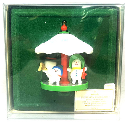 Vtg Hallmark Keepsake Christmas Ornament Snowman Carousel 1982 MIB