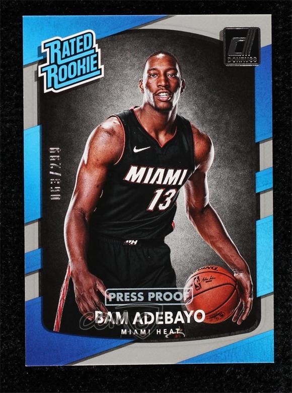 2017 Panini Donruss Rated Rookies Press Proof Silver 63/299 Bam Adebayo #187 7zf