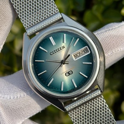 Vintage Citizen Cosmotron Electronic Gradient Sunburst Dial Japan Men Watch 7804
