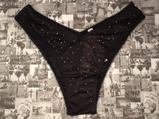 NWT Victoria's Secret Dream Angels Crystal Shimmer Brazilian Panty Black SMALL