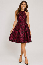GUESS Los Angeles Metallic Floral Jacquard Halter Dress Size 10 NWT