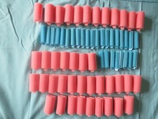 Lot of 68 Vintage Foam Hair Rollers/Curlers/. 2 Sizes. Pink Blue.