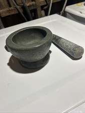 Vintage Mortar And pestle Bowl Is 4x6" Outer Granite I Think