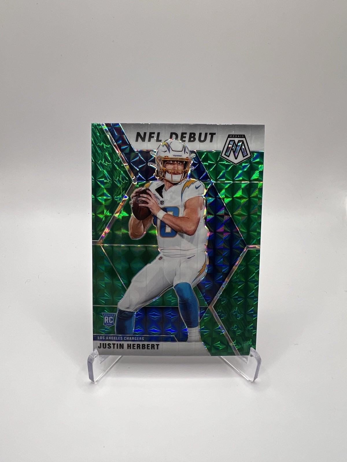 2020 Panini Mosaic - NFL Debut Justin Herbert #263 Green Mosaic Prizm (RC)