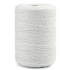 White Cotton String Butchers Cooking String Twine 2mm 656ft for Crafts, Tying...