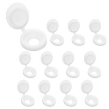 100 White Plastic Hinged Screw Caps Fold Screw Snap Covers Flip Tops Large