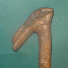 Vintage Carved Wood Crocodile Head Handle Walking Stick Unique Artisan Cane 34  T
