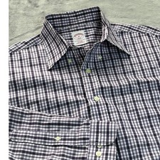 Brooks Brothers 346 Mens Purple Plaid Non-Iron Cotton Button Down Shirt Size M