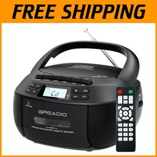 Compact Boombox with CD, Cassette, Bluetooth USB - Ideal for Home Outdoors