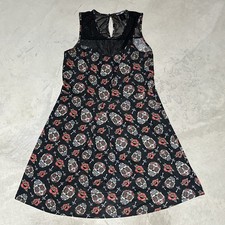 Hot Topic Women's Day Of The Dead Dress Skull Candy Mini Flowers SZ M Goth Punk