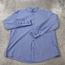Venti Limited Edition Button Up Shirt Men's 17.5 Blue Striped Cotton