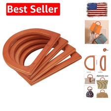 4pcs Wood Bag Handle, D Shape Purse Handles Replacement Decorative Purse Hand...