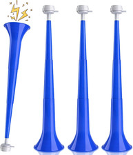Blue 24 Inch Collapsible Vuvuzela Stadium Blow Horn, Noise Makers, 3 Pack Loud