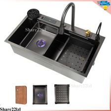 Stainless Steel Kitchen Sink Faucet Flying Rain Waterfall with Pull Down Faucet