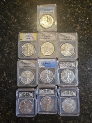 Lot of 10 - $1 American Silver Eagle 1 oz Random Year BU