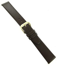 18mm Kreisler Smooth Calf Brown Genuine Calfskin Leather Flat Watch Band Regular