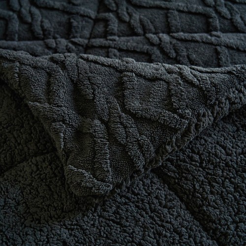 3 Piece Borrego Knitted Sherpa Comforter Set Reversible Bedding Set All Season - Picture 20 of 87