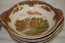 ANTIQUE BROWN & RICHIE LTD ENGLAND "ENGLISH CASTLES" (5) LUGGED CEREAL BOWLS