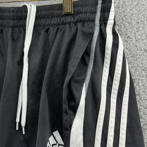 Adidas Shorts Boys Size Small Black White Stripes Climalite Active Gym Shorts - Picture 2 of 8