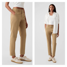 Gap Women's Flat Front Downtown Slim City Cropped Pants Khaki Size 6 Petite
