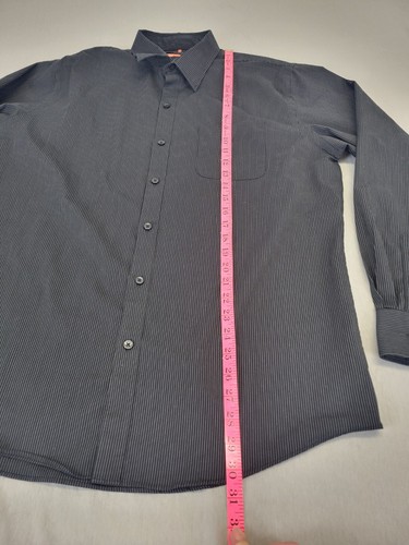Van Heusen Dress Shirt Mens 16.5 Black Pin Stripe Regular Fit Button Up Size XL - Picture 7 of 12
