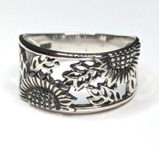 Sunflower Leaf Summer Sterling Silver Ring NEW