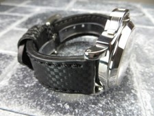 22mm BIG Carbon Fiber Leather Strap Black Thick Watch Band Black for PANERAI A