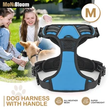 Blue Lightweight Reflective Pet Dog Harness Adjustable Control Soft Vest&Handle
