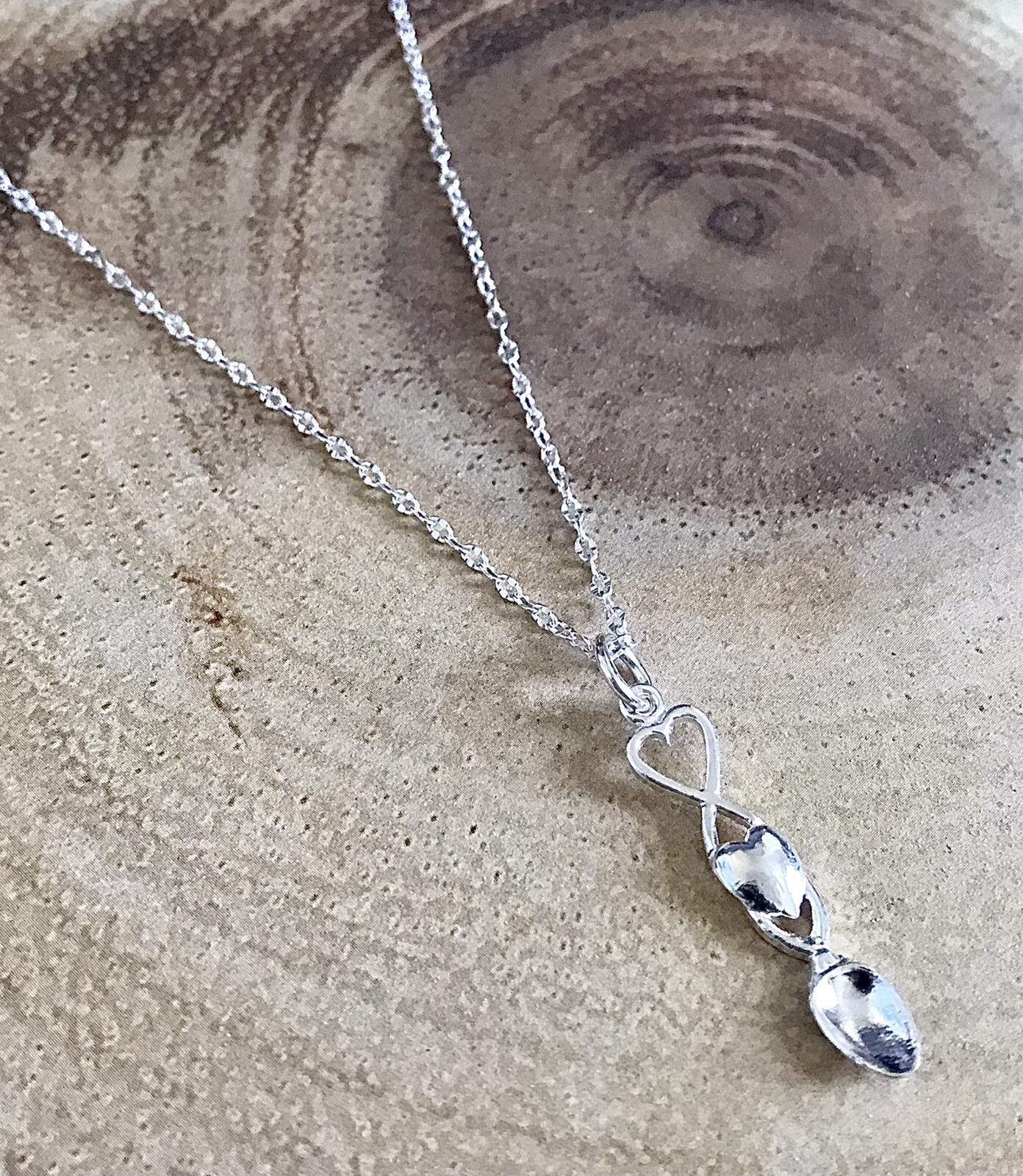 925 Sterling Silver Welsh Lovespoon Love Spoon Pendant Charm & 18