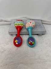 Blue  Red Maracas Set RATTLE 6" Baby / Infant Plastic Toy by Fisher Price