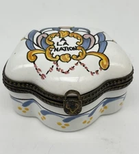 Vintage Pierre Deux France Hand Painted Enamel A La Nation Trinket Box Jewelry