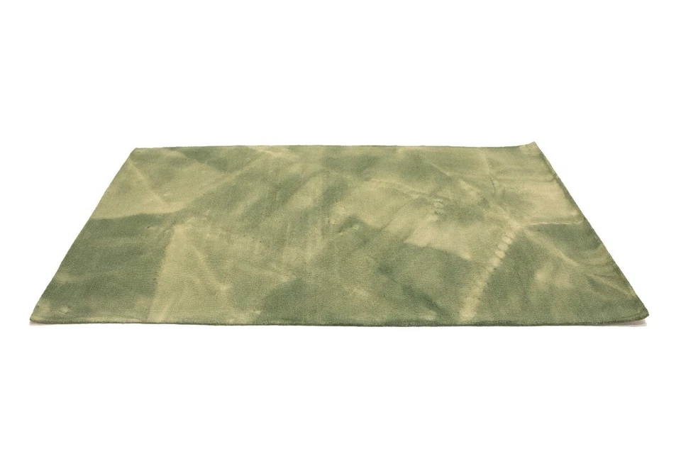 Alfombra de felpa verde tie-dye acolchada a mano alfombra moderna contemporánea para habitación de niños 5x8 pies Foto 4 de 4