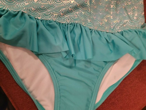 Cat & Jack Girls Blue & Silver with Hearts Bathing Suit New Select Your Size - Picture 3 of 8