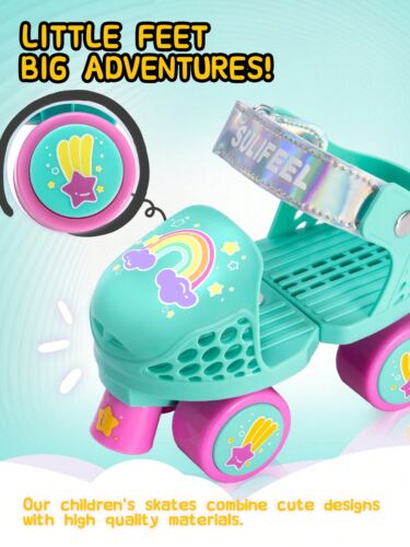 JZH7-Kids Adjustable Quad Roller Skates,Toddler Beginner Roller Skates For Girl