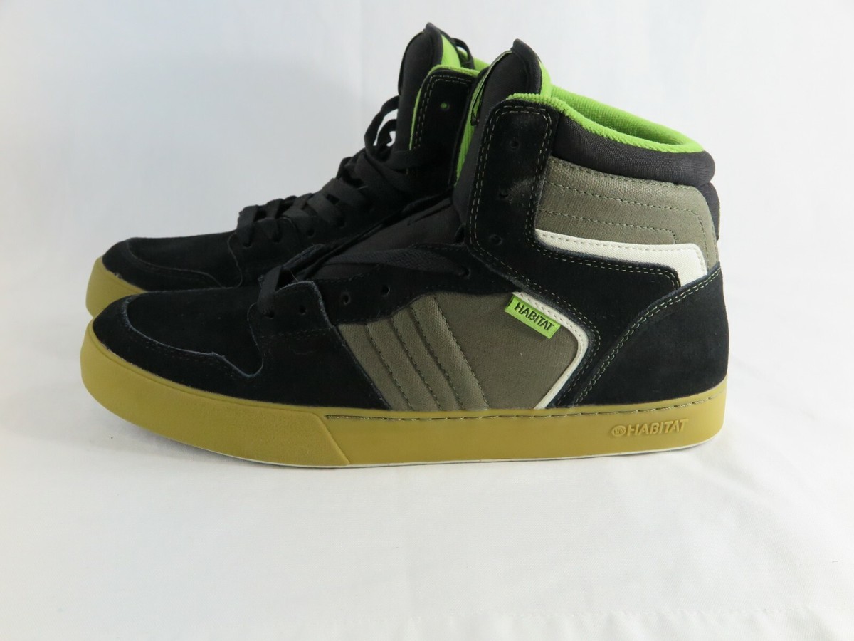 HABITAT Summit Skateboard Skate Shoes, mens 10, olive black lime green, NOS