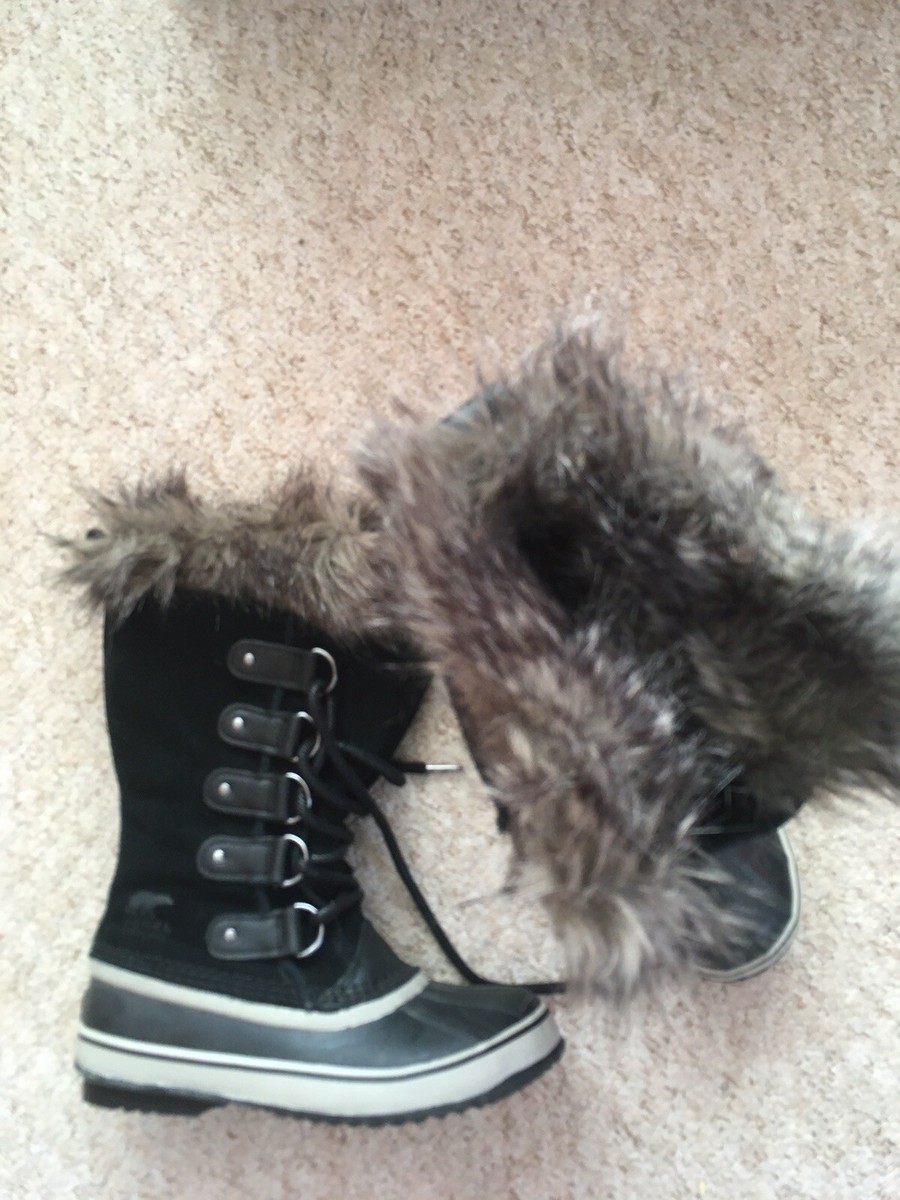 Sorel Joan of Arctic women black fur waterproof boots size uk