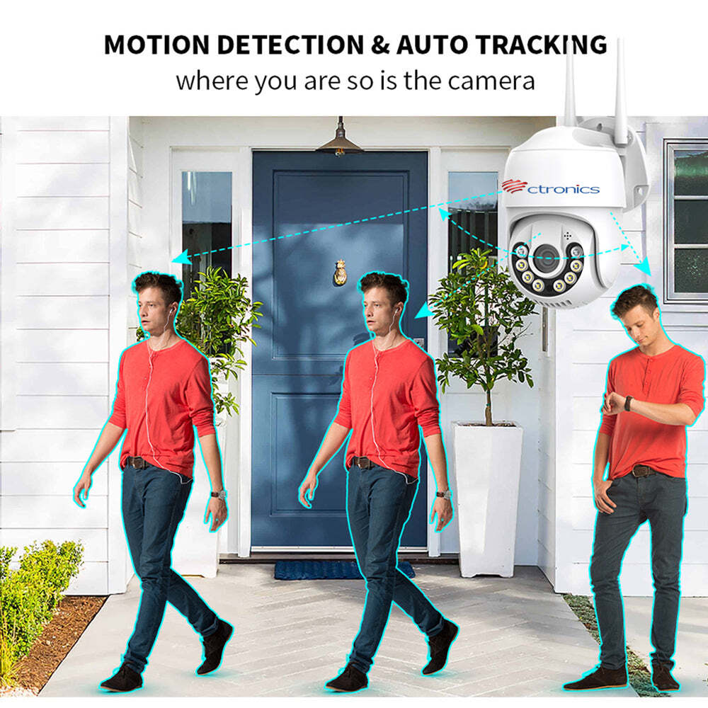Ctronics 2MP Security Camera Outdoor, 1080P Home Dome PTZ WiFi Camera