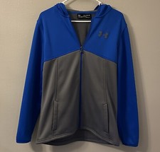 Under Armour Storm Full Zip Fleece Hoodie Youth Kids Size XL Blue Gray Coldgear