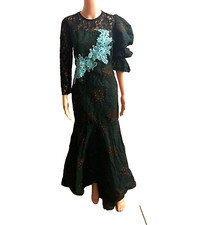 luxury green ankara fitted hi-low gown for Ladies and women African gown