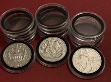 45mm Clear Coins Holder Capsule+ Insert Foam For UK &pound;5 Five Pounds Coins 1-100