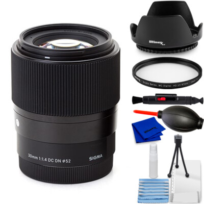 Sigma 30mm f/1.4 DC DN Contemporary Lens for Sony E 302965 - Essential UV Bundle