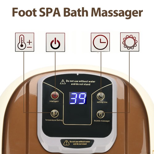 Electric Foot Spa Bath Massager Shiatsu Roller Heat Soak Home Bubble Bath Tub - Picture 8 of 12
