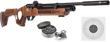 Hatsan Flash Wood QE .25 Cal PCP Air Rifle with 150x Pellets and Targets Bundle