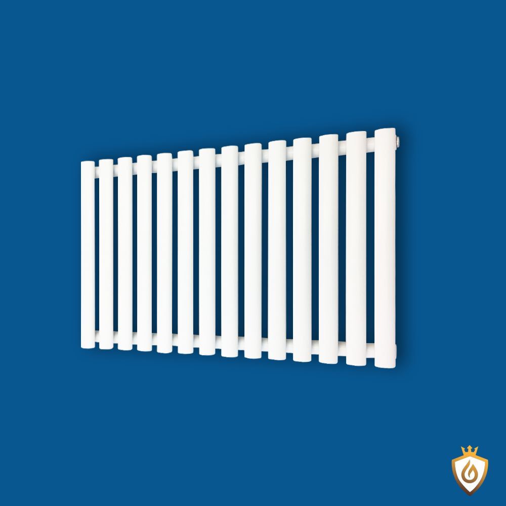 Oval Tube Designer Radiator White Horizontal Heater 960mm(w) x 500mm(h) Queen