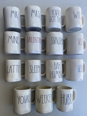 Rae Dunn Mugs 15 Cups Lot Of 15 Rare Excellent Condition