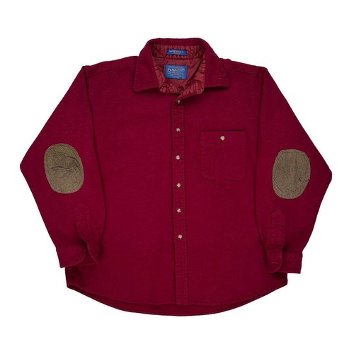 Elbow Patches Pendleton Flannel Shirt - XL Red Wool - 第 1/7 張圖片