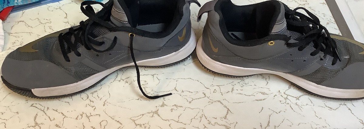 NIKE Classic Fly By Low II Athletic Basketball Sneakers Grey Black Gold Men Sz 9 Nike Fly By 2 Low Grey Gold for Sale | Authenticity  main image 2