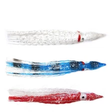 30pcs Fish WOW! 5" Squid Skirt 3 colors Octopus Hoochies Crinkle soft Lure NEW