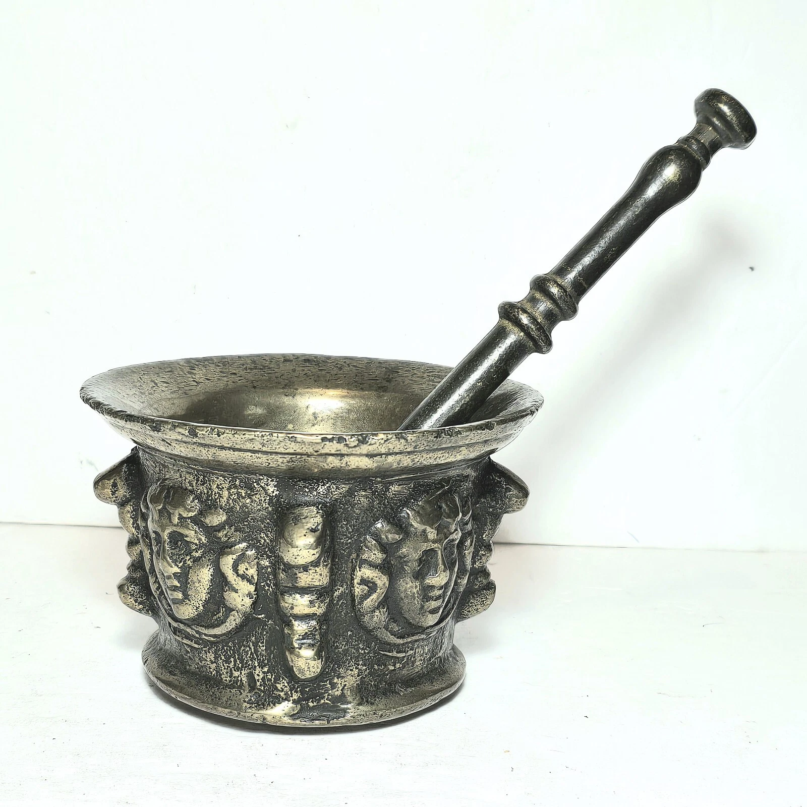Antique Italian Bronze Apothecary Mortar And Pestle c.1640
Opens in a new window or tab
