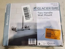 Glaciers Bay Builders 2-Handle Wall Mount High-Arc Kitchen Faucet Chrome
